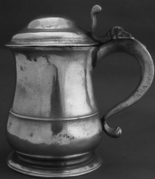 antique english pewter 1 pint lidded tankard c1740 by allen bright of bristol