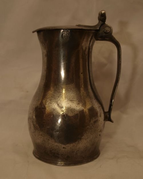 antique jersey lidded 1 quart imperial flagon probably by john de st croix circa 1750