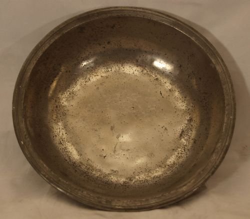 antique english pewter 925 in diameter narrow rim basin circa 1780