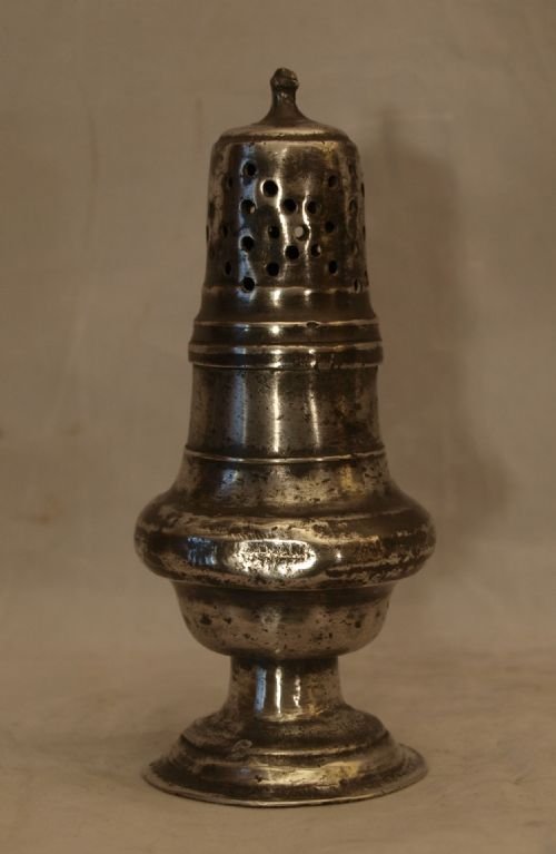 antique european pewter pepper pot of large size circa 1780