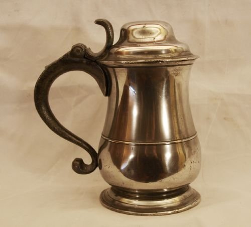 antique english pewter lidded tankard c1740 by allen bright of bristol 32fl oz capacity