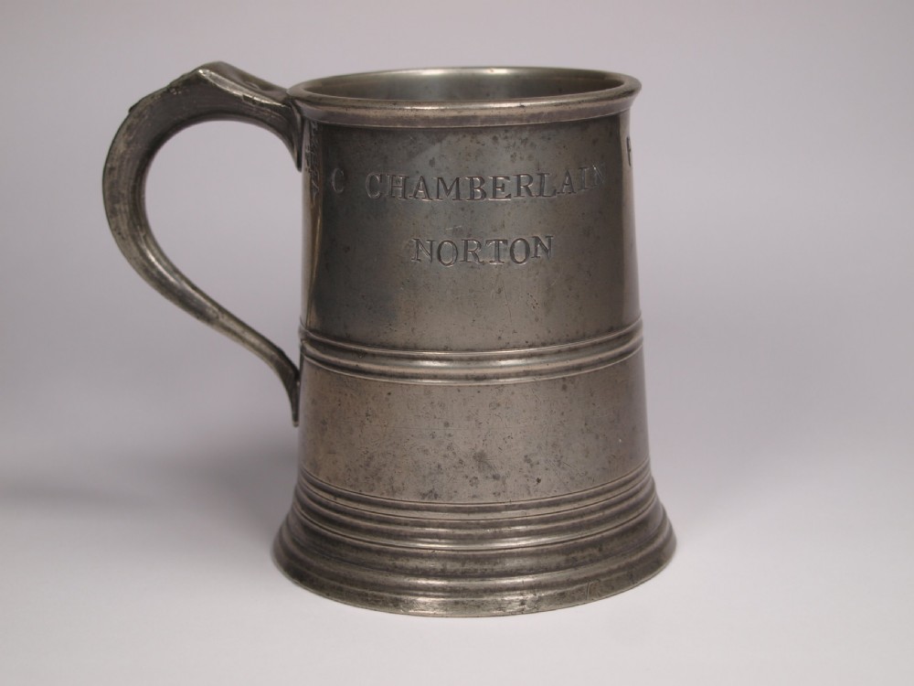 antique english pewter 1 pint measure by w mckenzie of birmingham 18251841