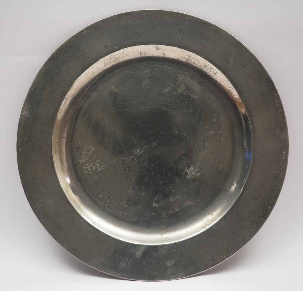 antique english pewter 9in plain rim plate by john williams falmouth 17371761