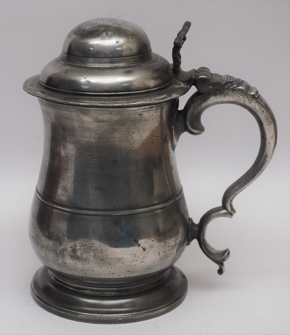 antique english pewter tankard 1 quart oews circa 1760