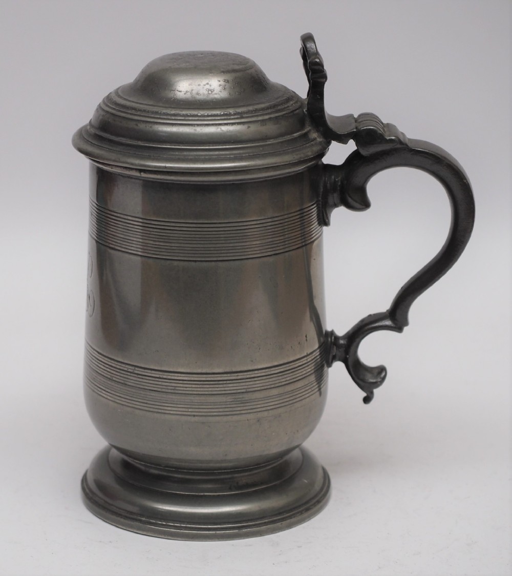 antique english pewter 1 pint lidded tankard circa 180020