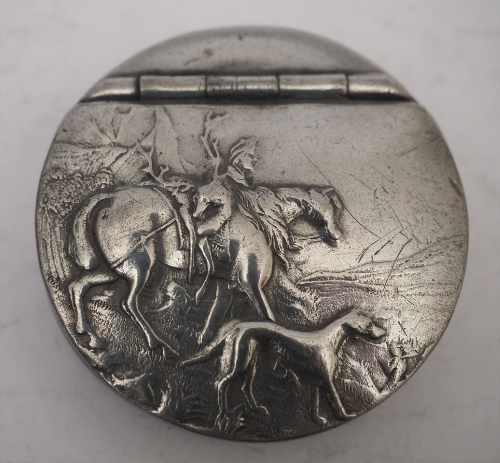 english pewter pocket snuff or tobacco box james dixon circa 1930