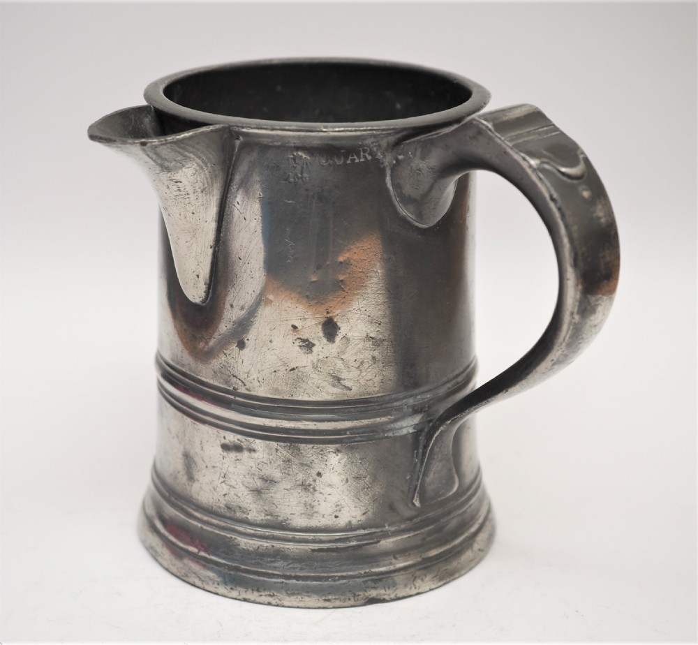 antique english pewter 1 quart spouted measure w r loftus 1856 1887