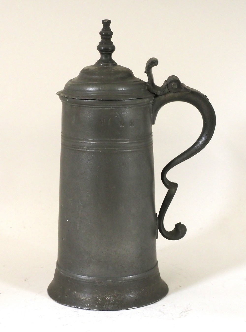 antique english pewter spire flagon of small size by robert iles of london circa 1720
