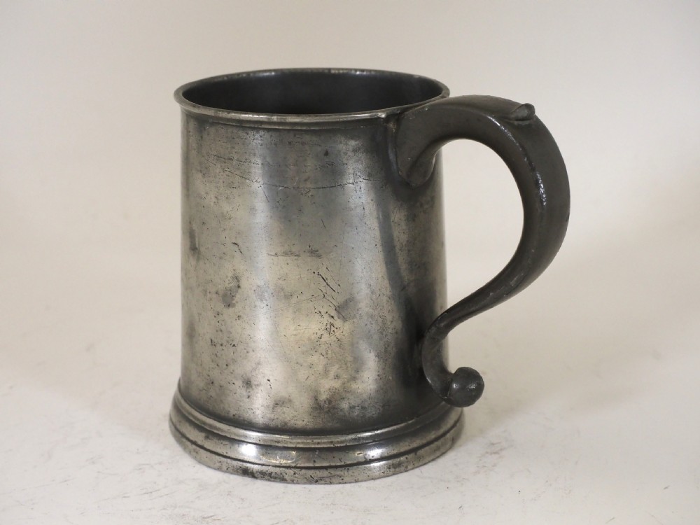 antique english pewter tavern mug maker e m circa 1730