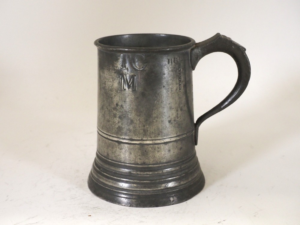 antique english pewter 1 pint measure by m fothergill sons of bristol circa 1820