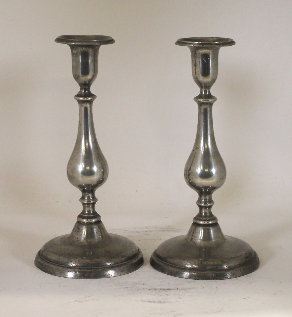 antique english pewter candlestands georgian teardrop design circa 1820