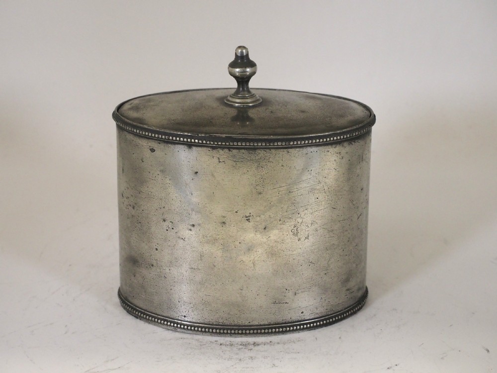 antique english pewter georgian tea caddy with presser maker r p circa 1780