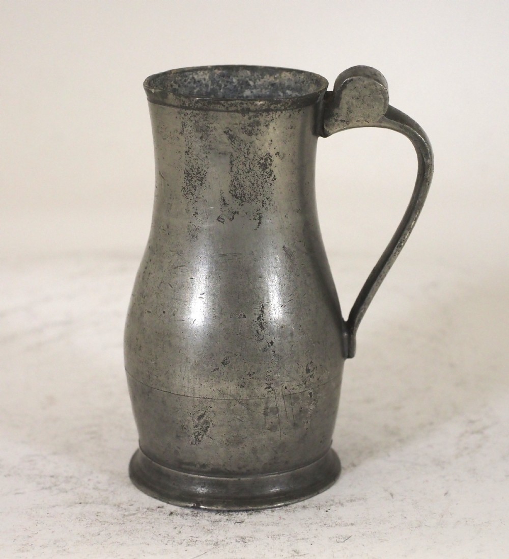 antique jersey pewter lidless measure of 'noggin' capacity circa 1800