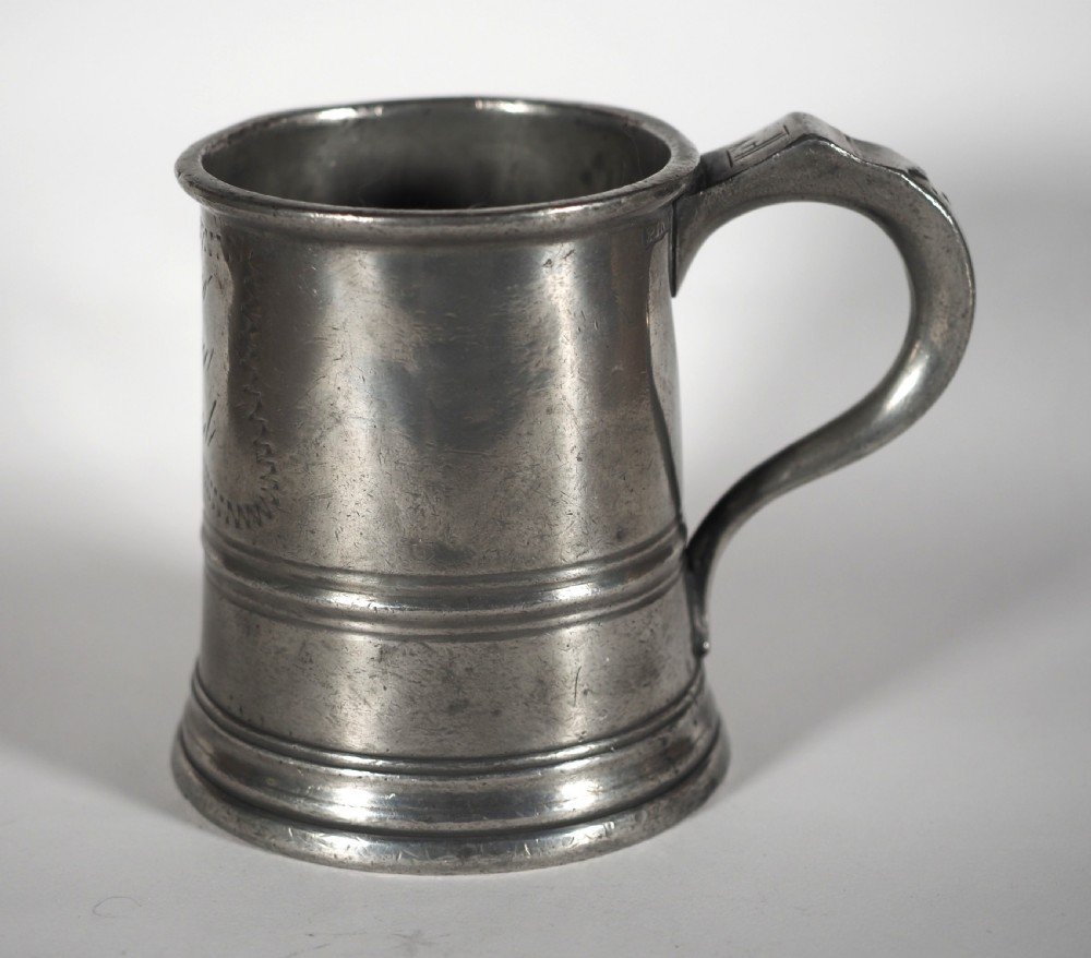 antique english pewter 1 pint measure by frederic sanders yew tree inn felstead circa 1870
